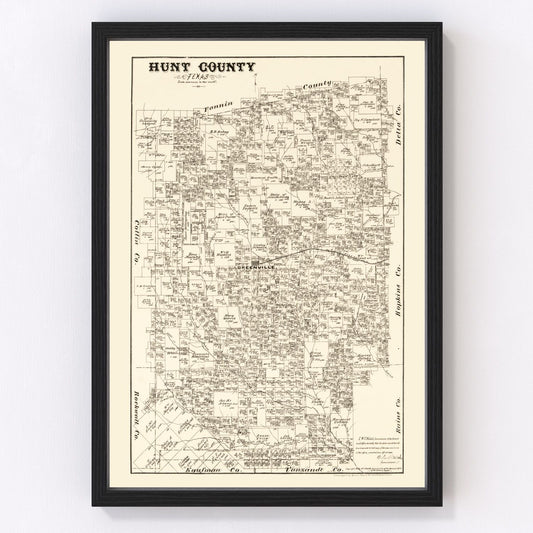 vintage map of Hunt County, Texas, 1879