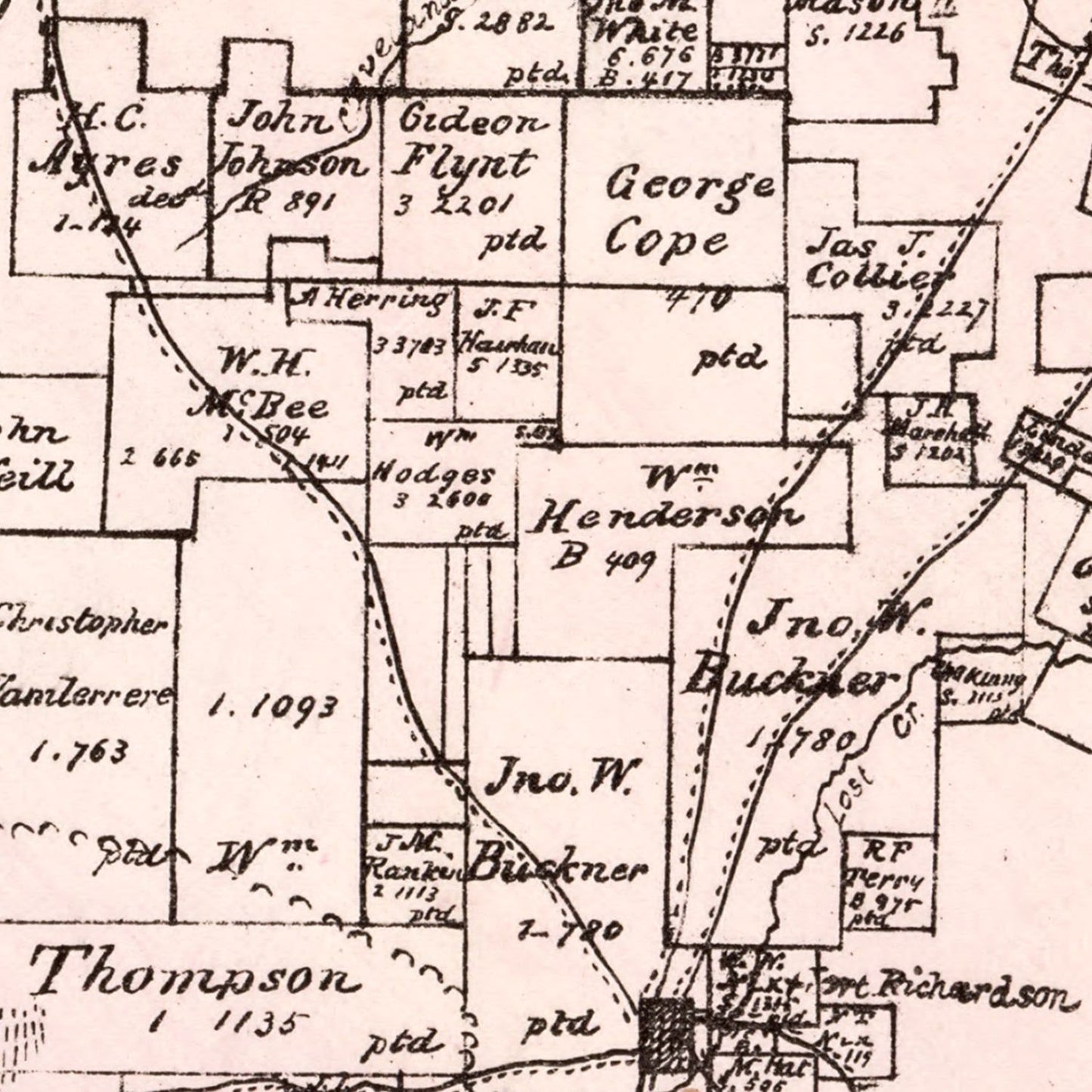 Vintage Map of Jack County, Texas, 1876