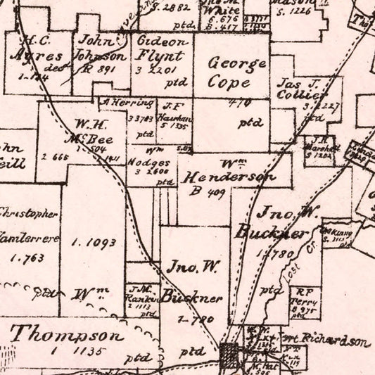 Vintage Map of Jack County, Texas, 1876