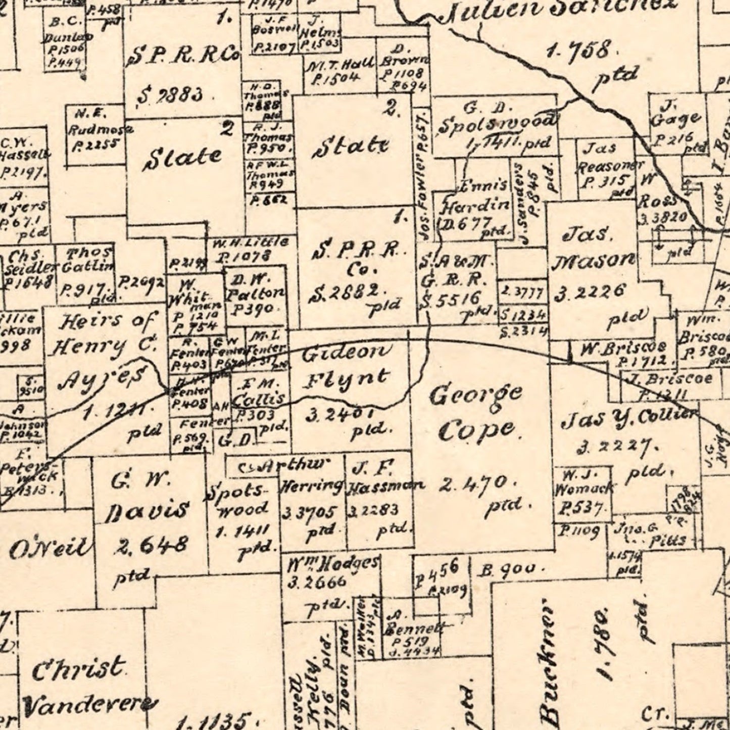Vintage Map of Jack County, Texas, 1879