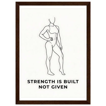 Women Fitness Poster - Strength Is Built Not Given - 20x25 cm / 8x10″ - White frame / Ready-to-hang - Sparkycare