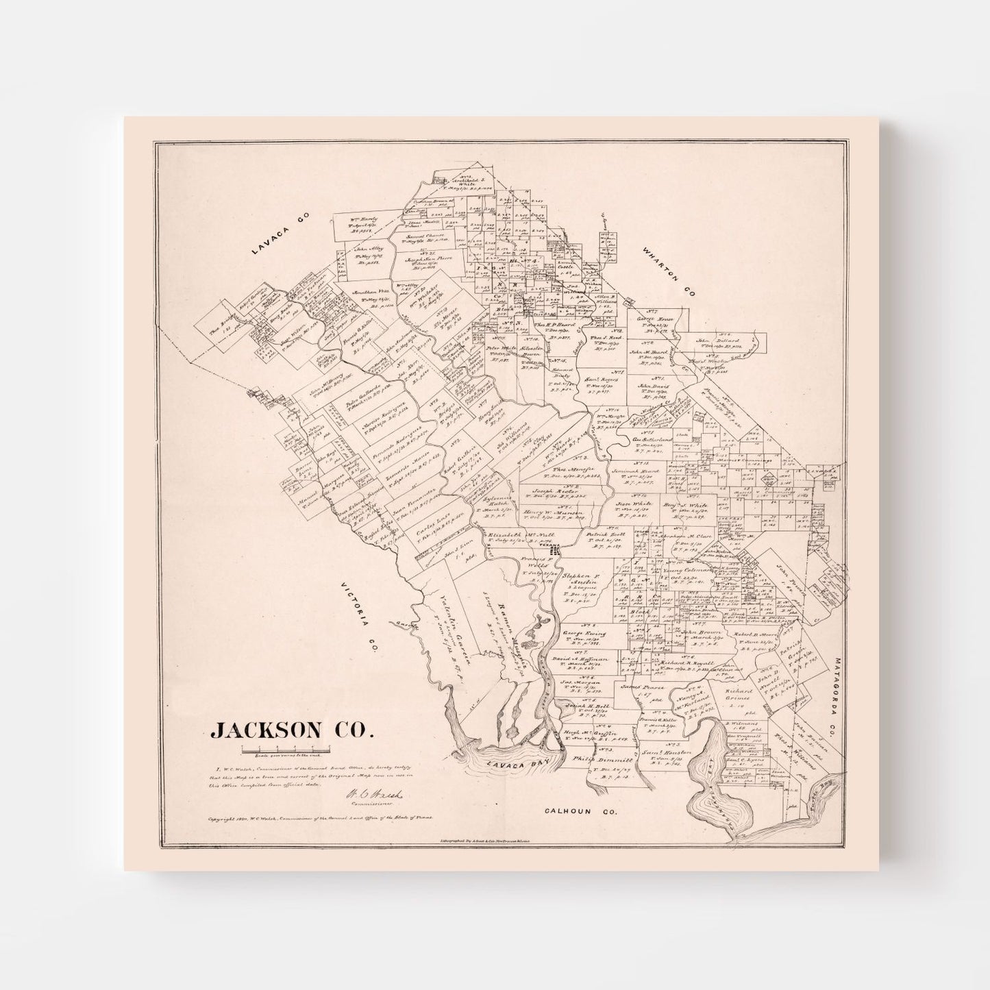 Vintage Map of Jackson County, Texas, 1880