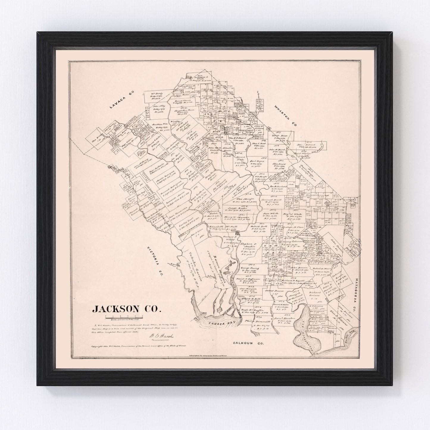 Vintage map of Jackson County, Texas, 1880