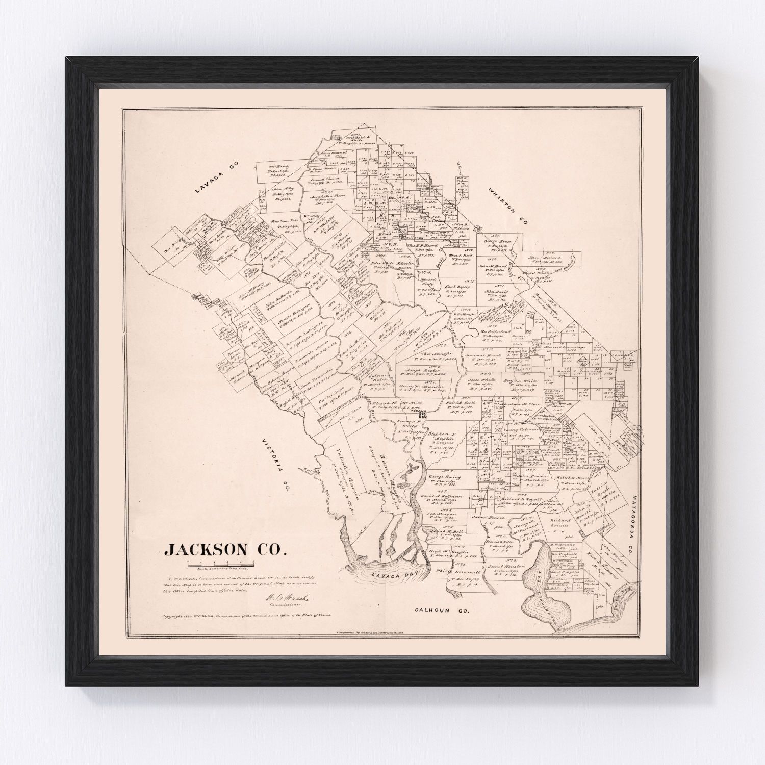 Vintage map of Jackson County, Texas, 1880