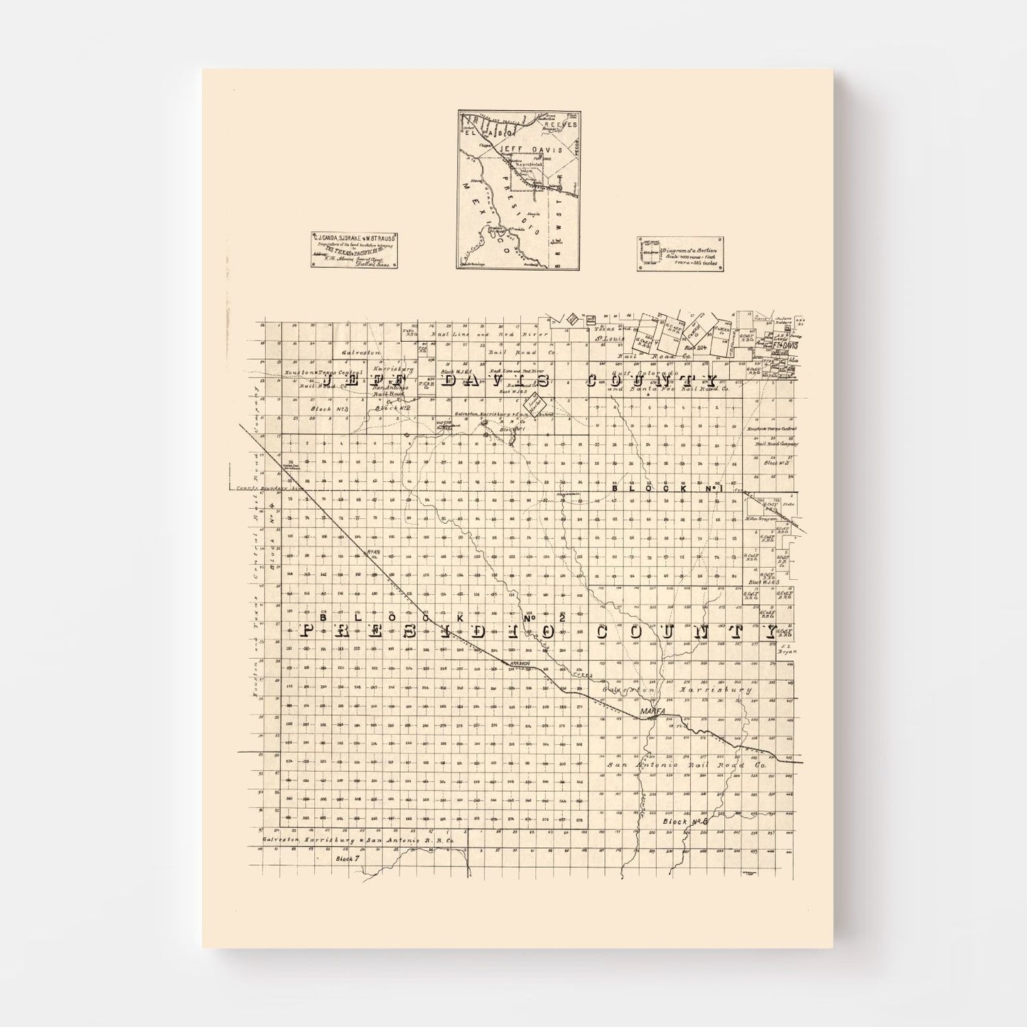 Vintage Map of Jeff Davis County, Texas, 1894