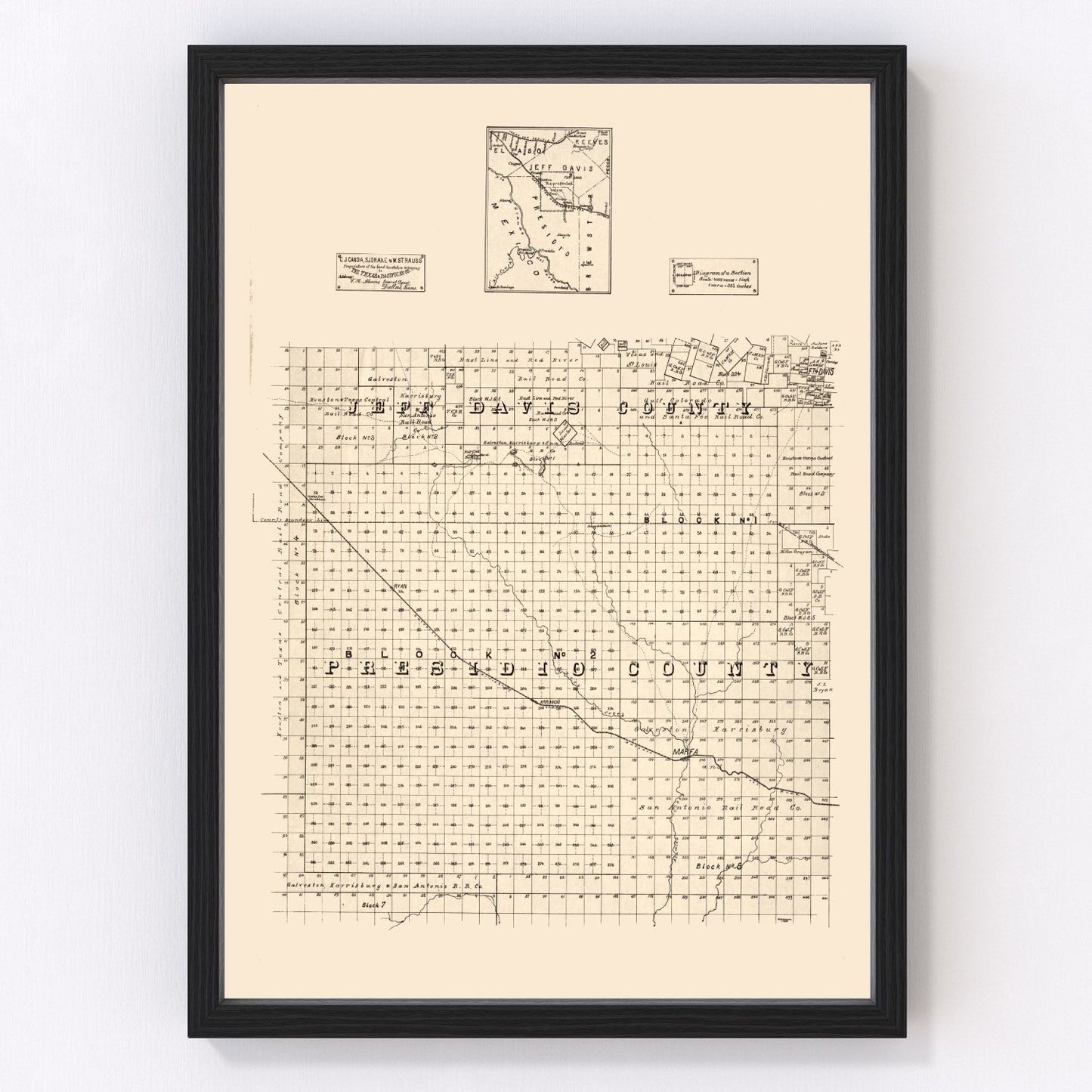 Vintage map of Jeff Davis County, Texas, 1894