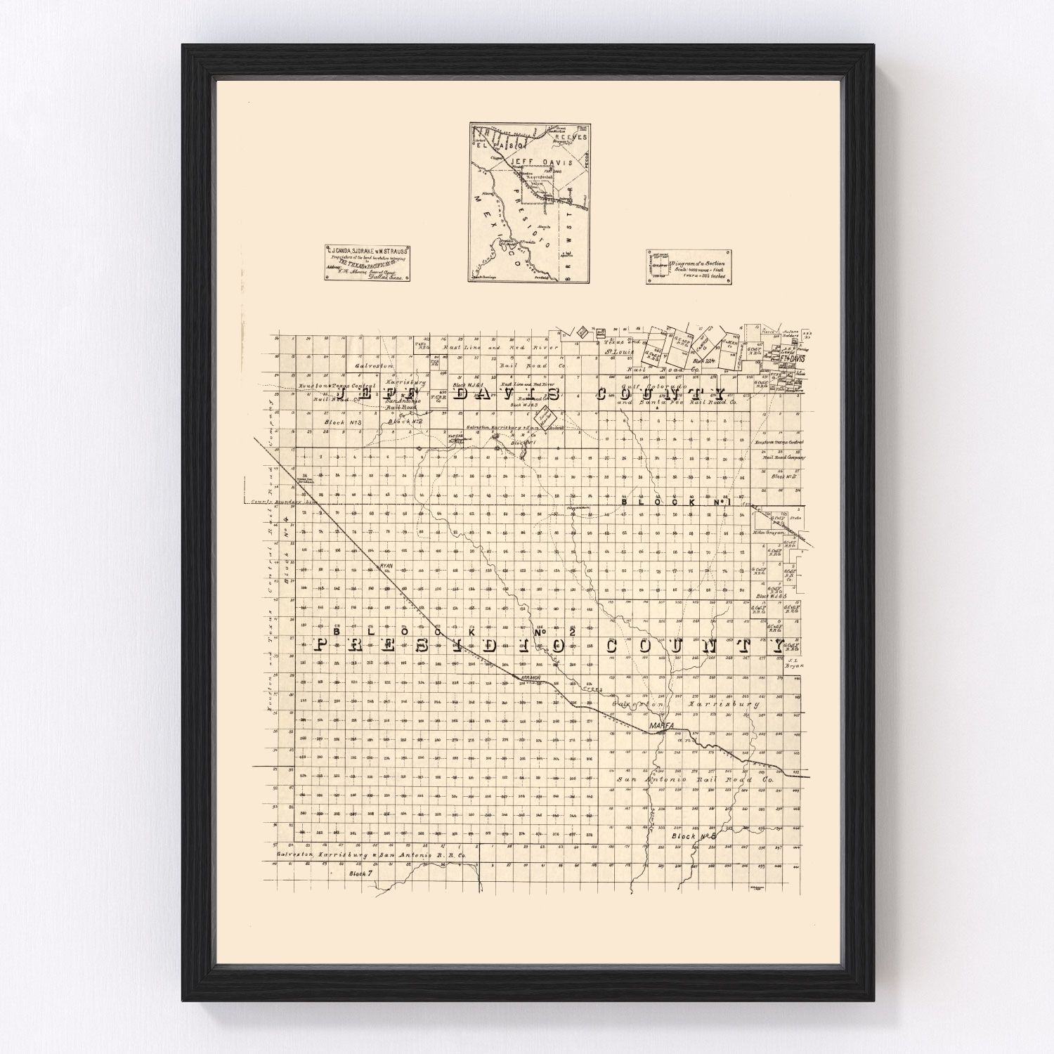 Vintage map of Jeff Davis County, Texas, 1894