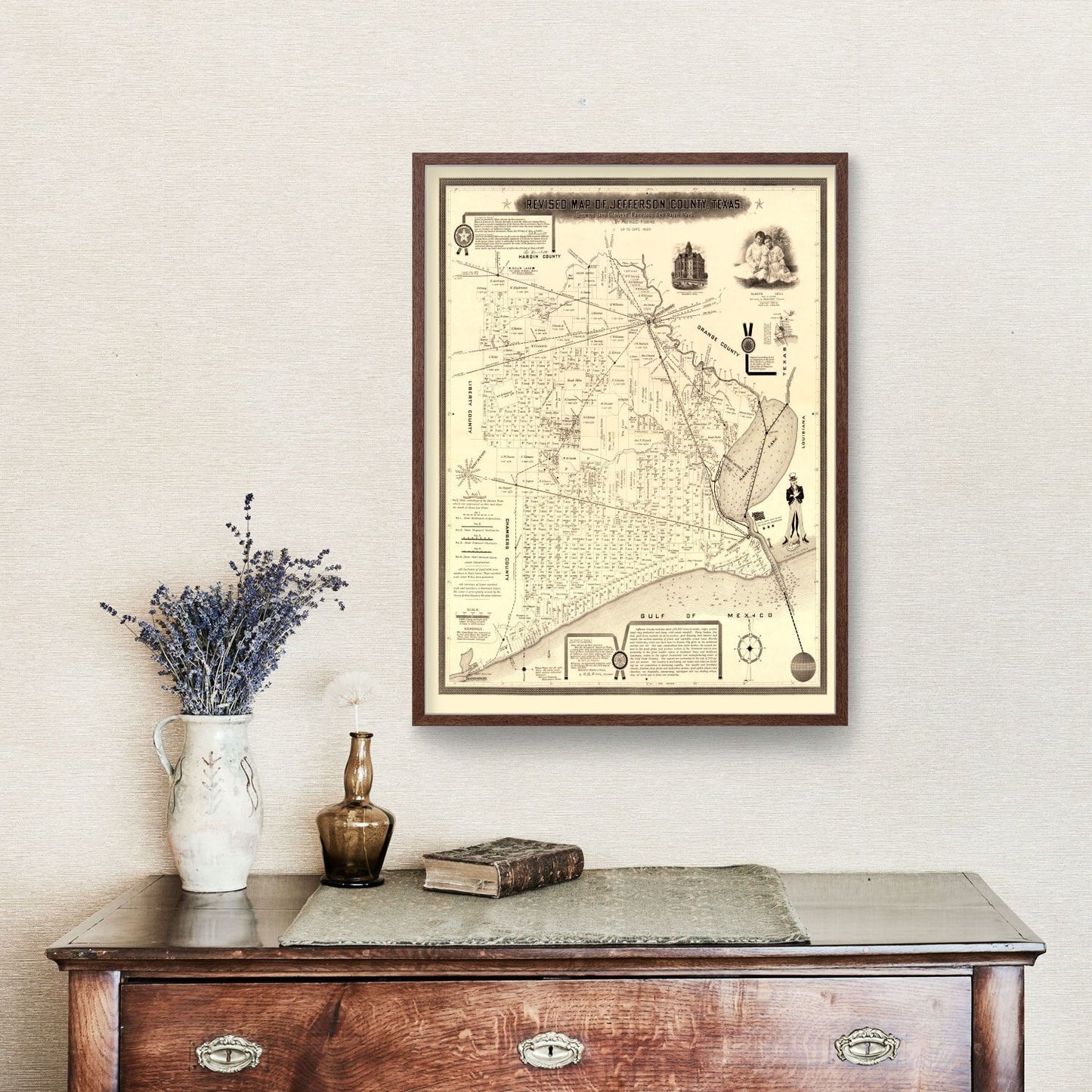 Vintage Map of Jefferson County, Texas, 1898