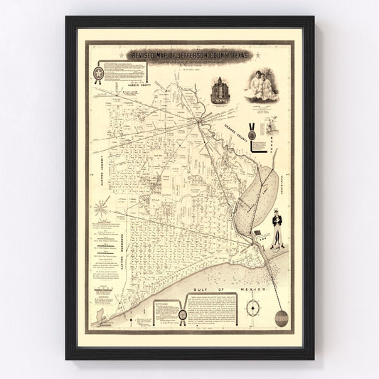 Vintage map of Jefferson County, Texas, 1898