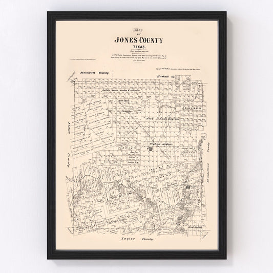 Vintage map of Jones County, Texas, 1879