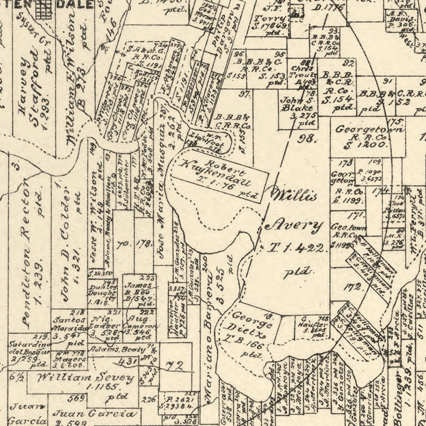 Vintage Map of Kendall County, Texas, 1879
