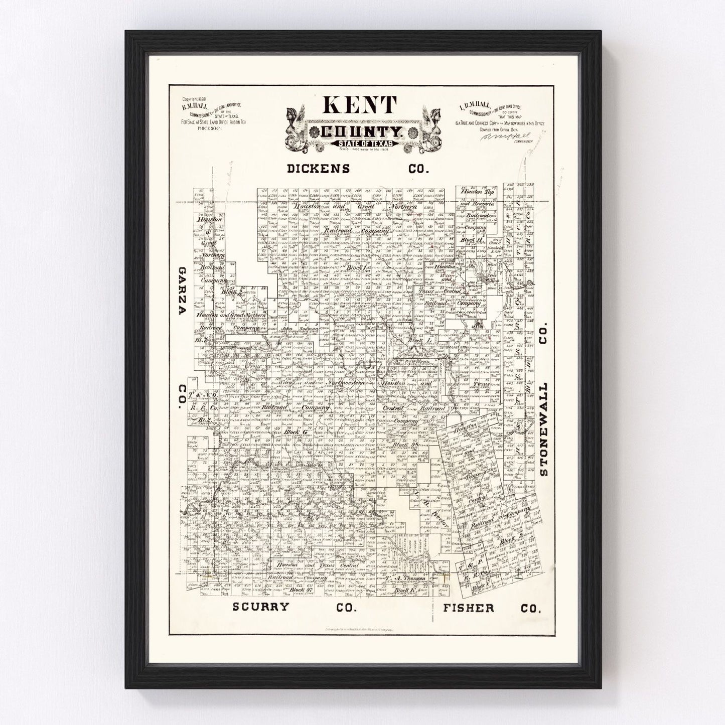 vintage map of Kent County, Texas, 1888