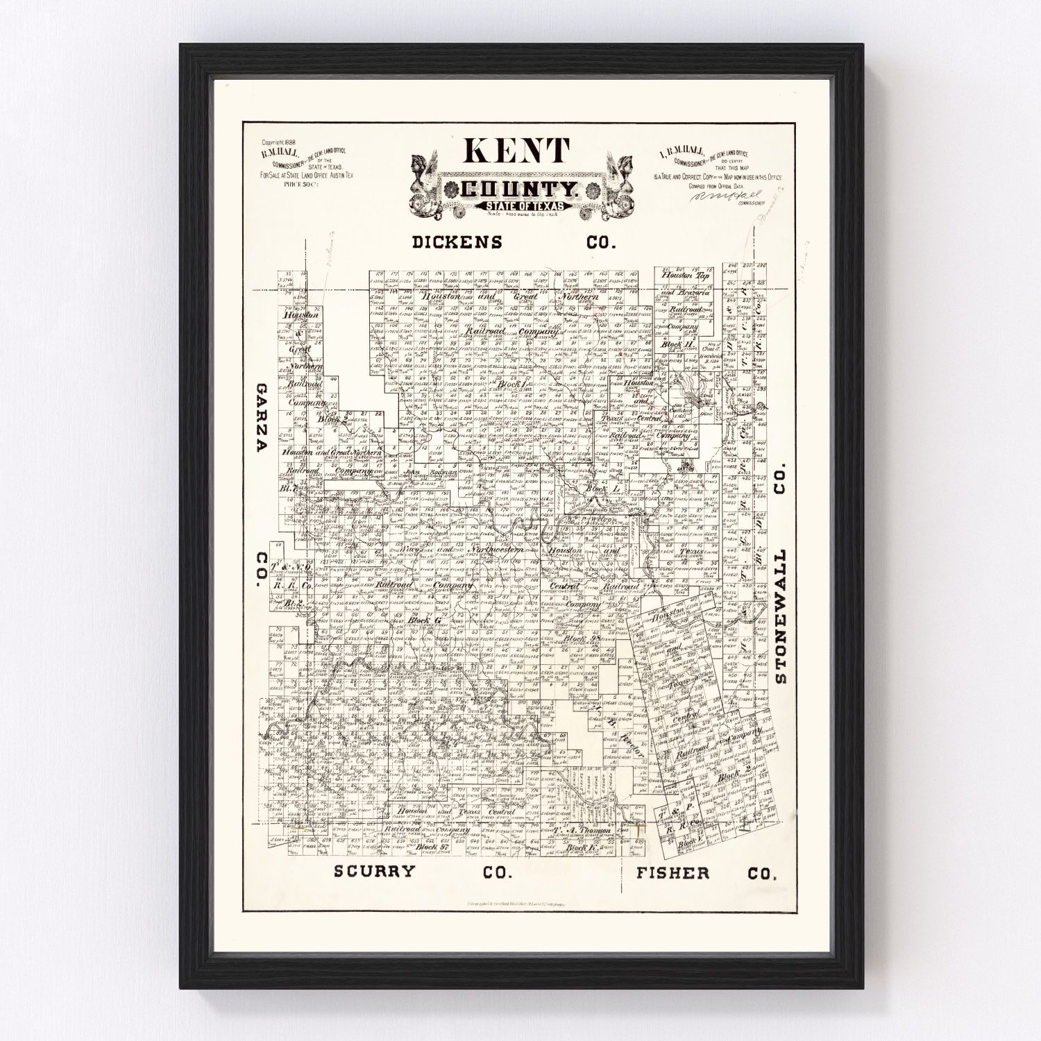 vintage map of Kent County, Texas, 1888