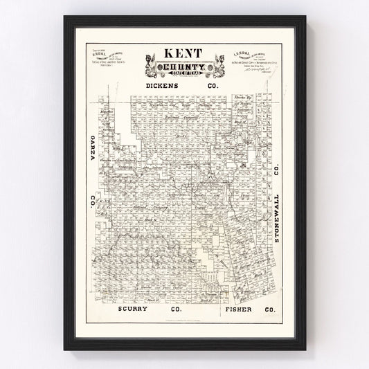 vintage map of Kent County, Texas, 1888