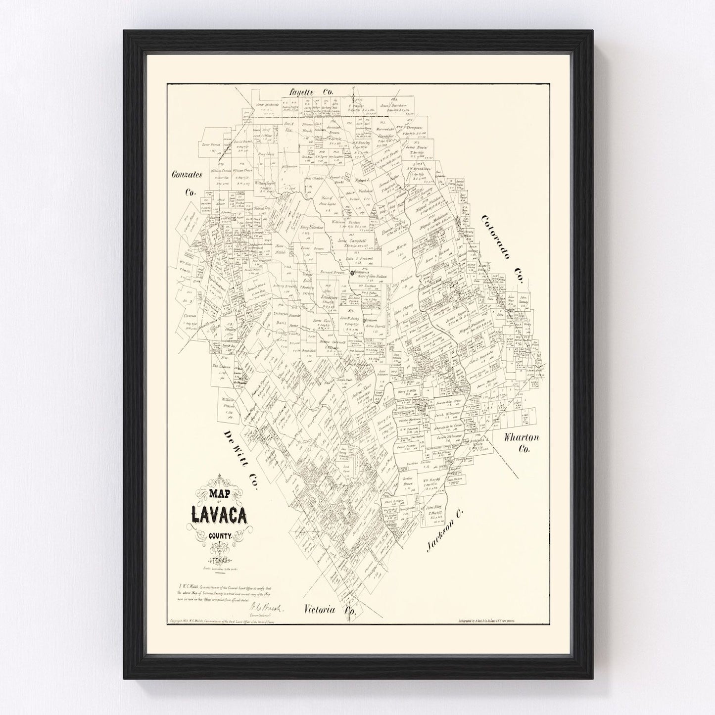 Vintage map of Lavaca County, Texas, 1879