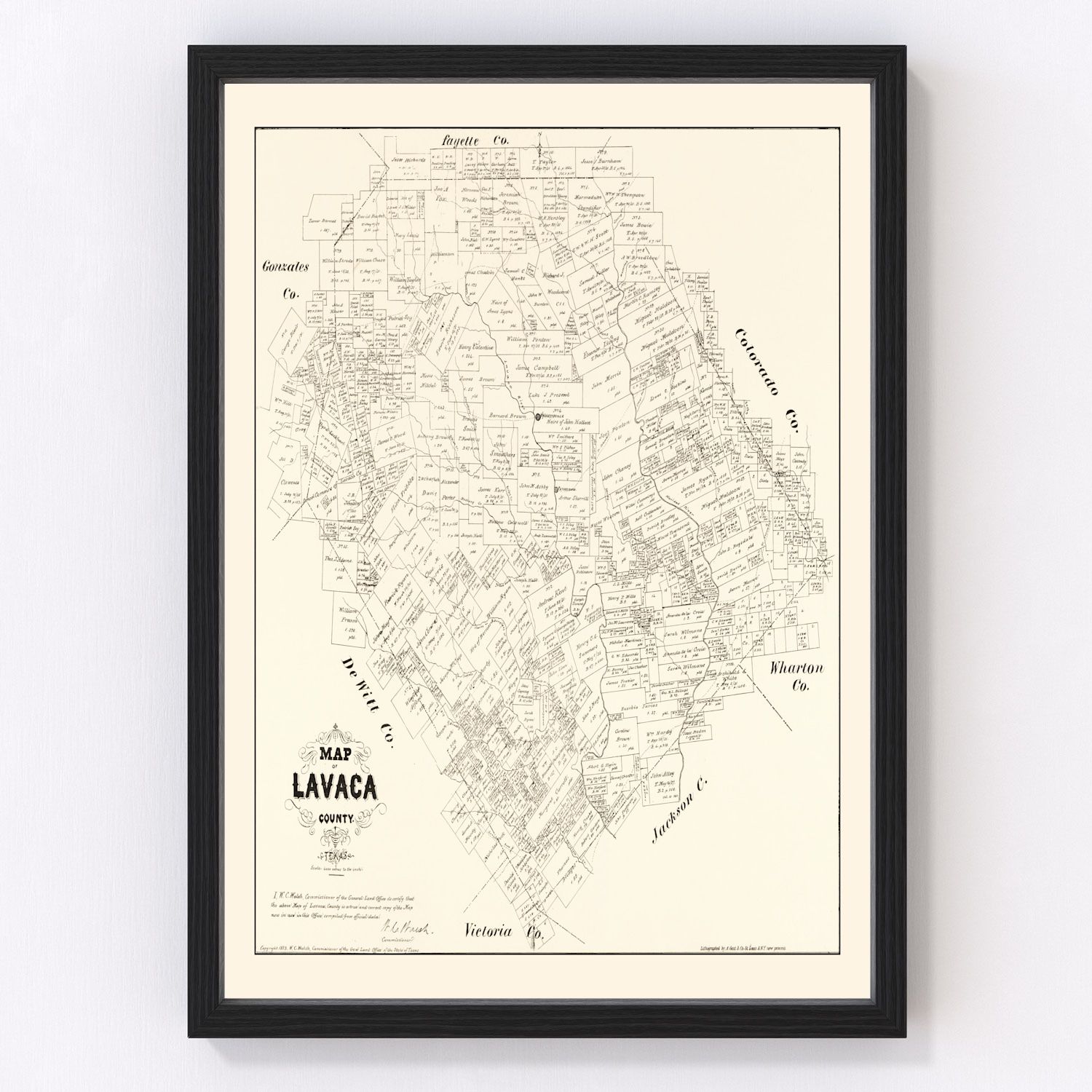 Vintage map of Lavaca County, Texas, 1879
