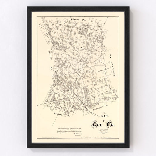 Vintage map of Lee County, Texas, 1879
