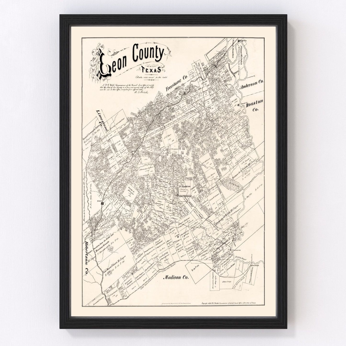 Vintage map of Leon County, Texas, 1879