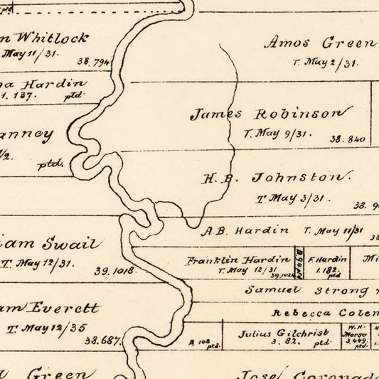 Vintage Map of Liberty County, Texas, 1879