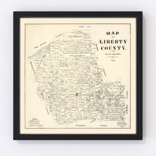 Vintage map of Liberty County, Texas, 1895