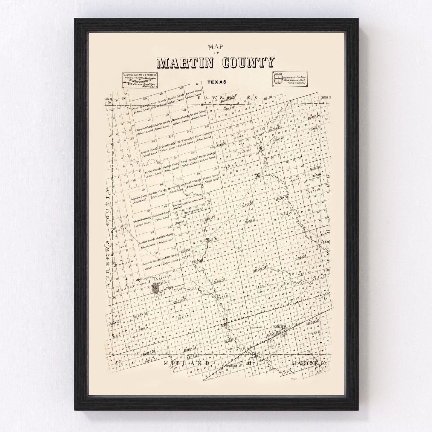 Vintage map of Martin County, Texas, 1894