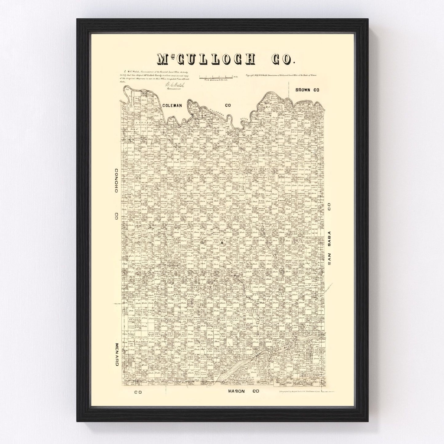 Vintage map of McCulloch County, Texas, 1879