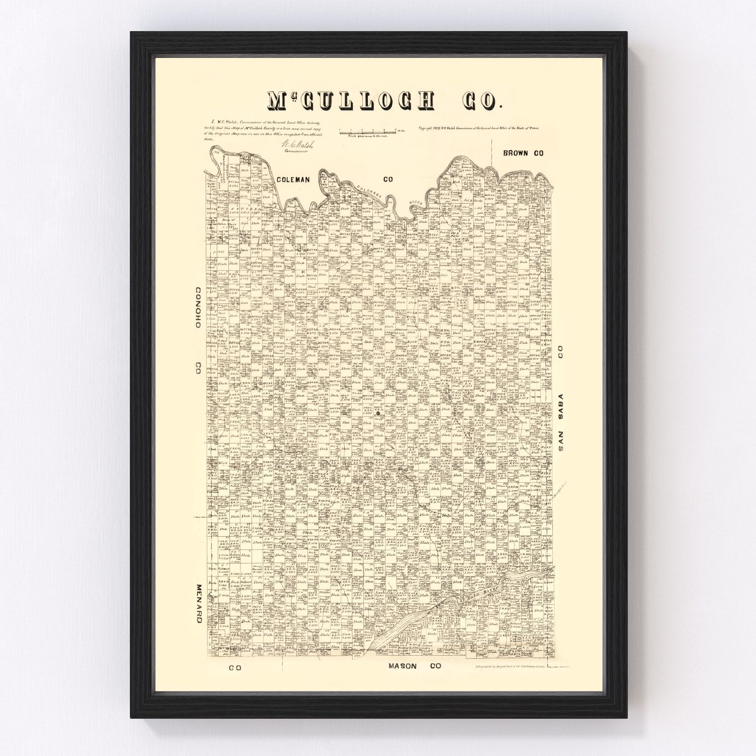 Vintage map of McCulloch County, Texas, 1879