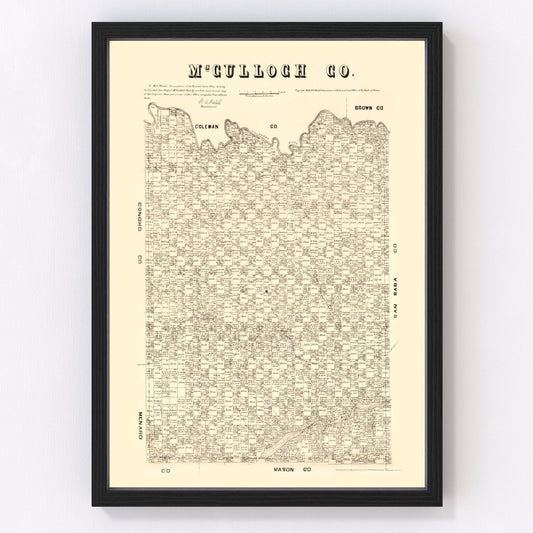 Vintage map of McCulloch County, Texas, 1879