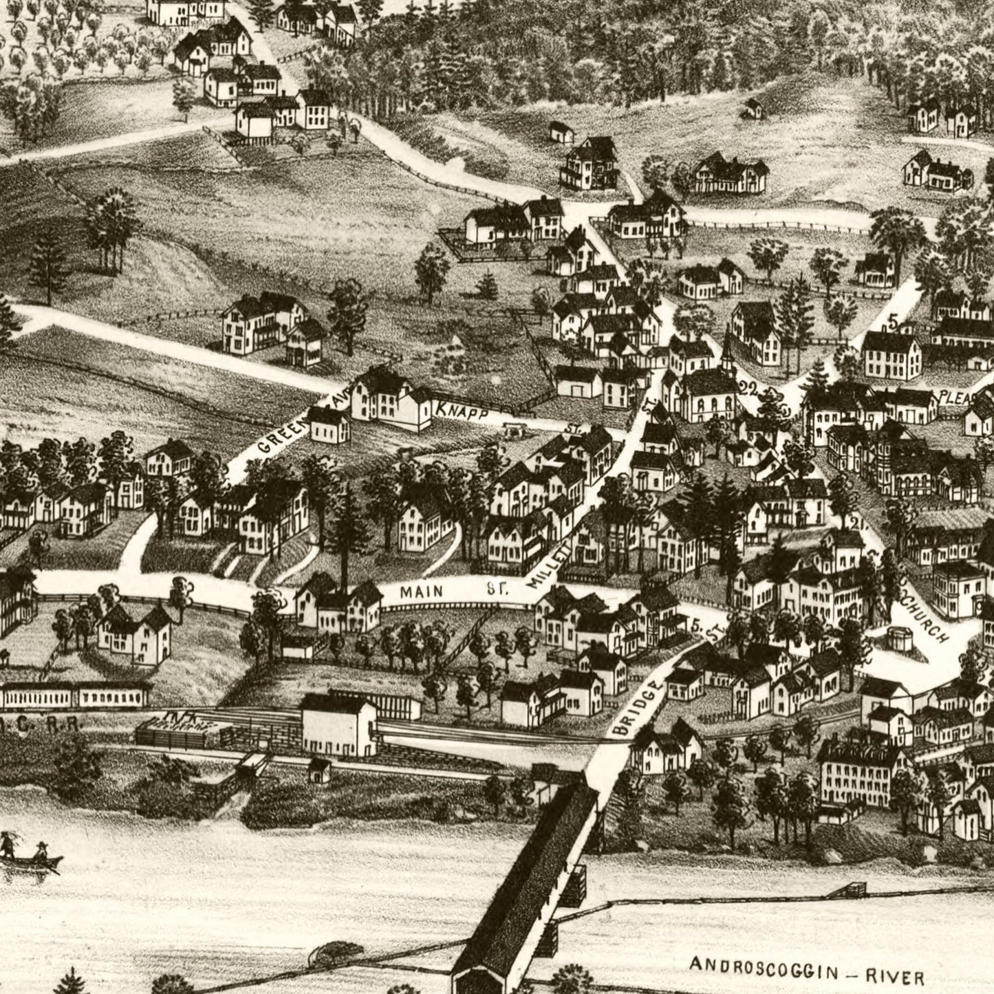 Vintage Map of Livermore Falls, Maine, 1889