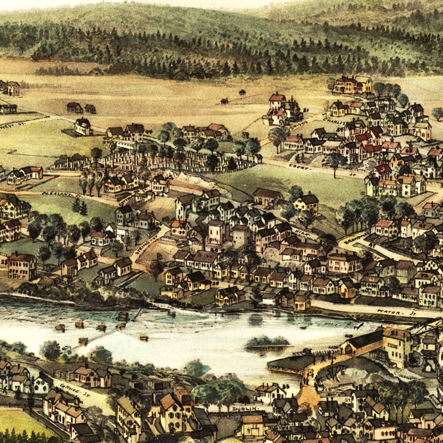 Vintage Map of Machias, Maine, 1896