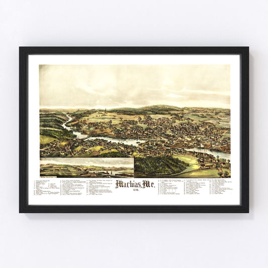 Vintage map of Machias, Maine, 1896