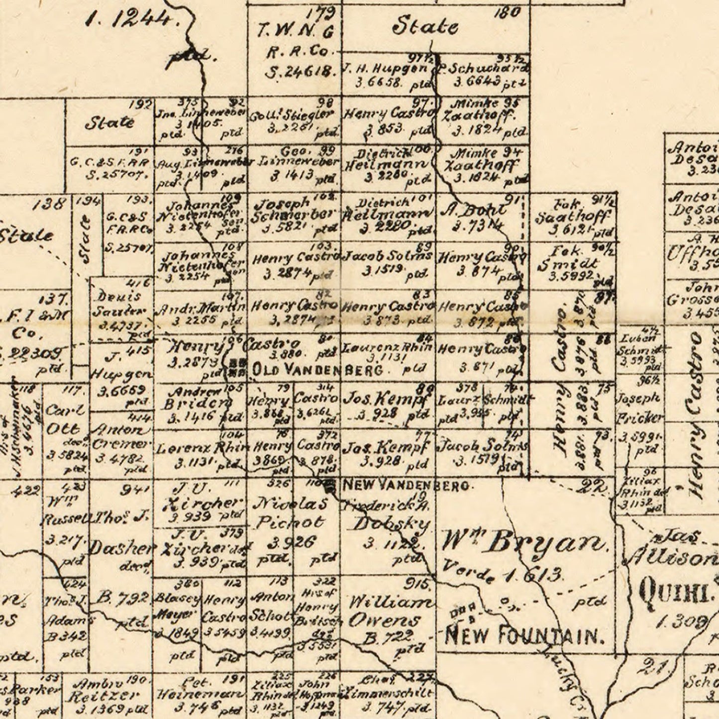 Vintage Map of Medina County, Texas, 1879