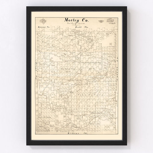 vintage map of Motley County, Texas, 1893
