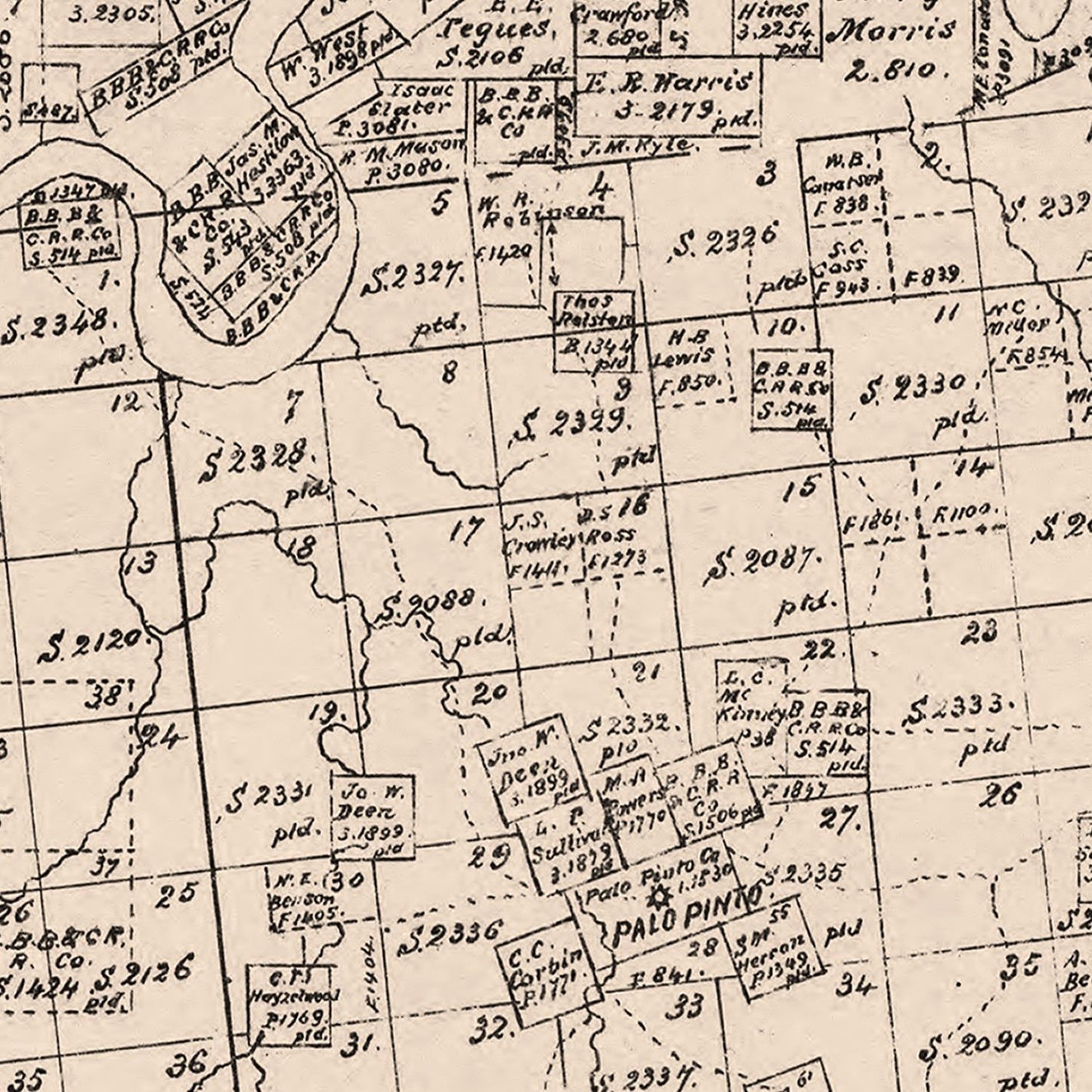 Vintage Map of Palo Pinto County, Texas, 1879