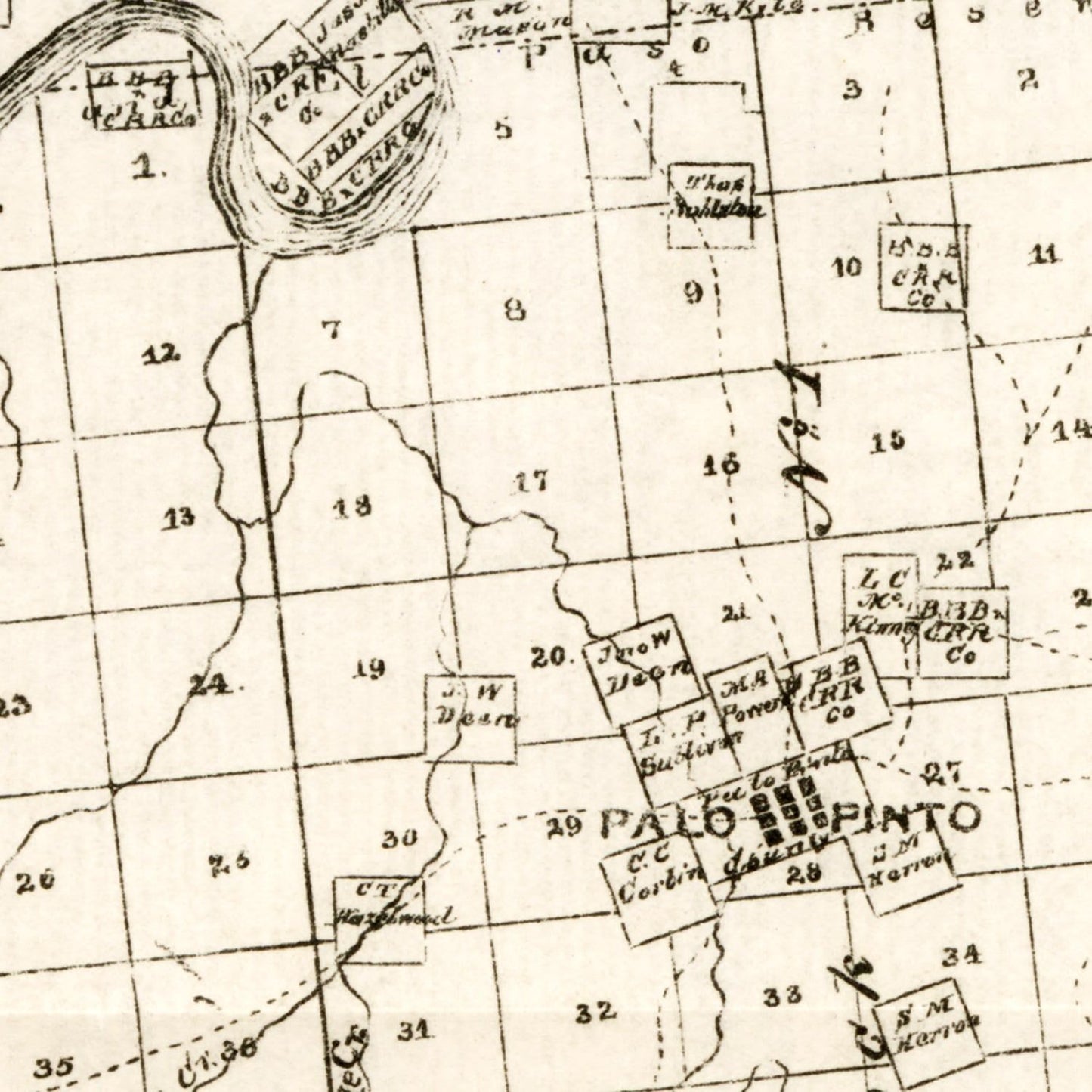 Vintage Map of Palo Pinto County, Texas, 1880