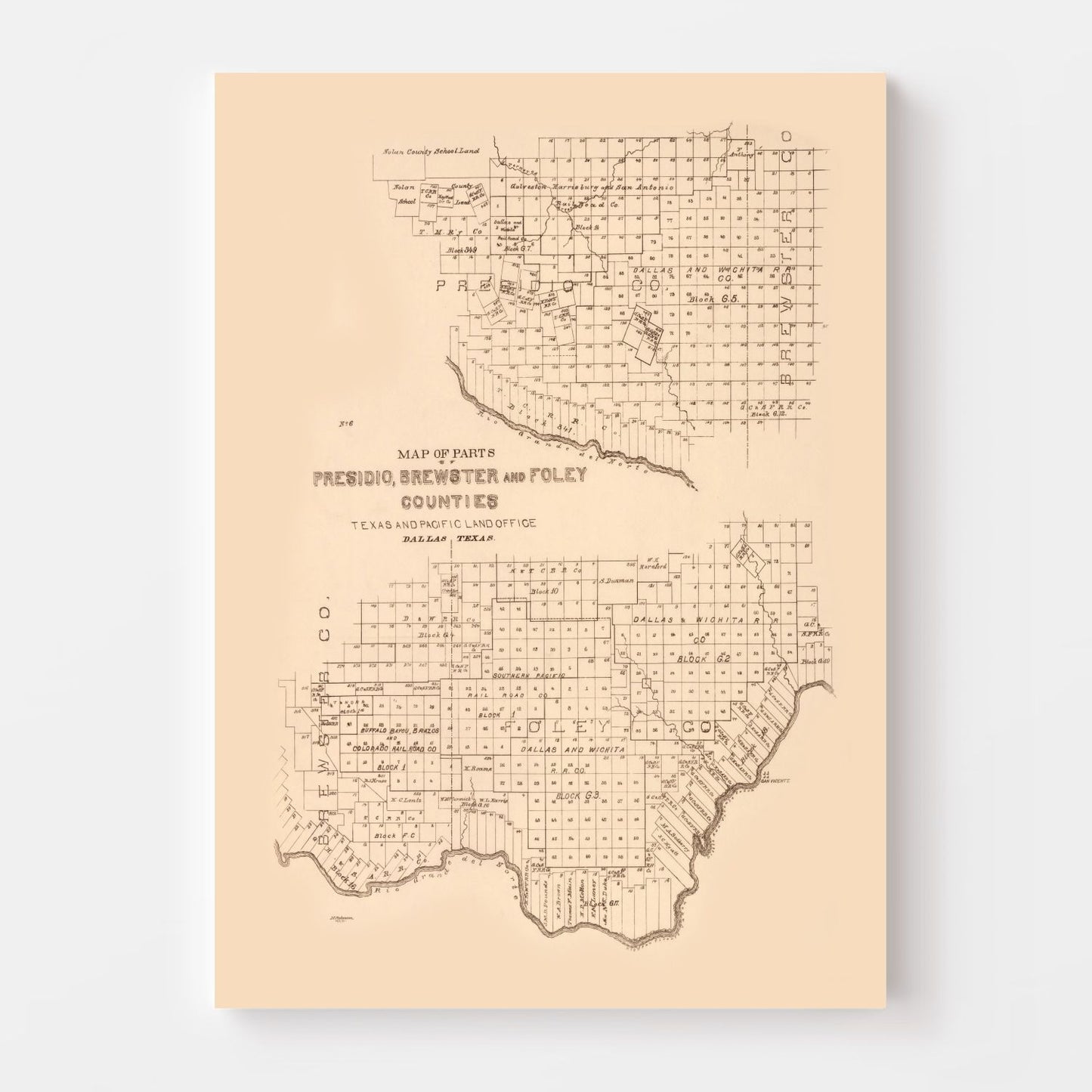 Vintage Map of Presidio County, Texas, 1891