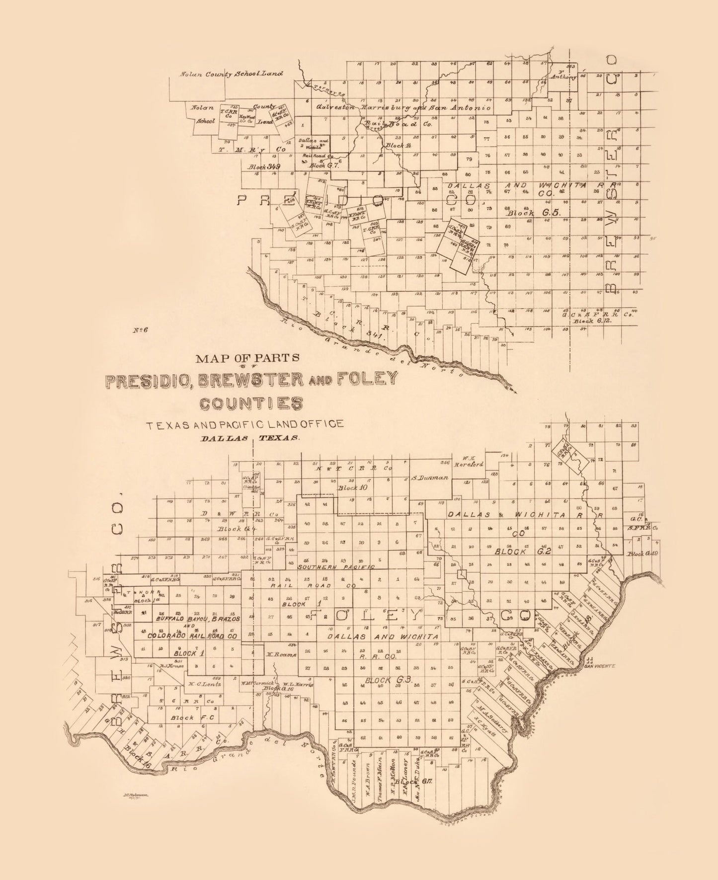 Vintage Map of Presidio County, Texas, 1891