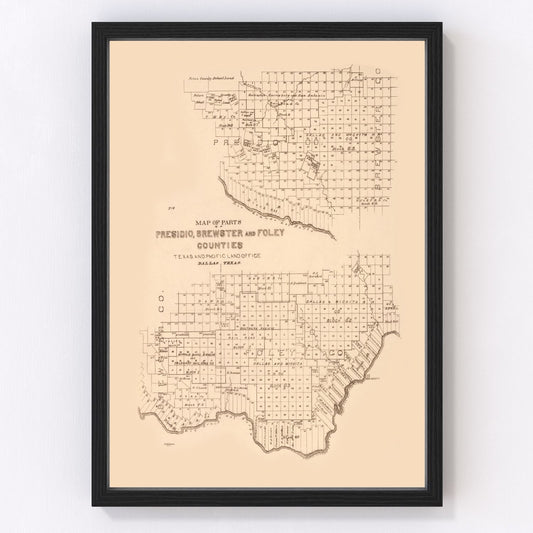 Vintage map of Presidio County, Texas, 1891