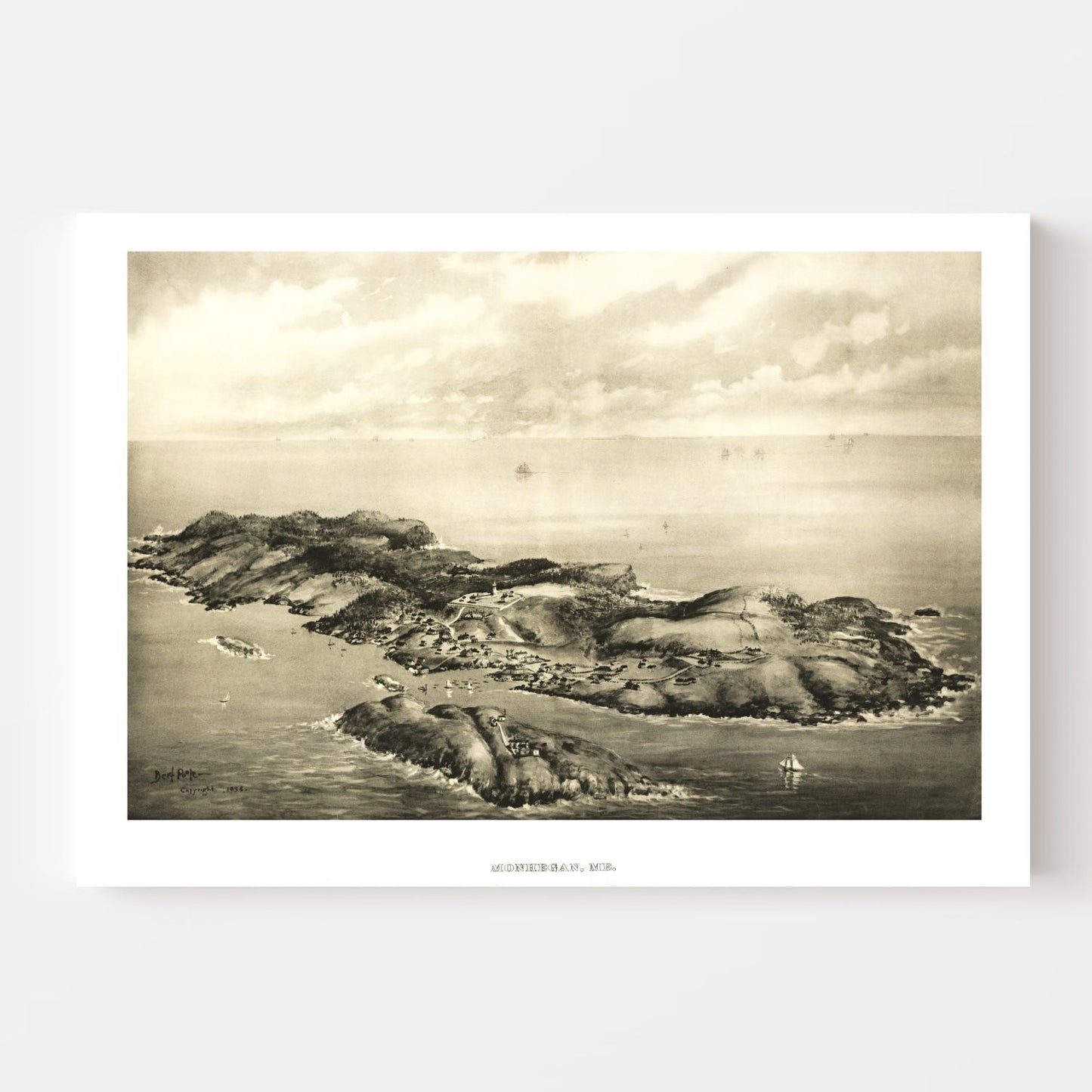 Vintage Map of Monhegan, Maine, 1896
