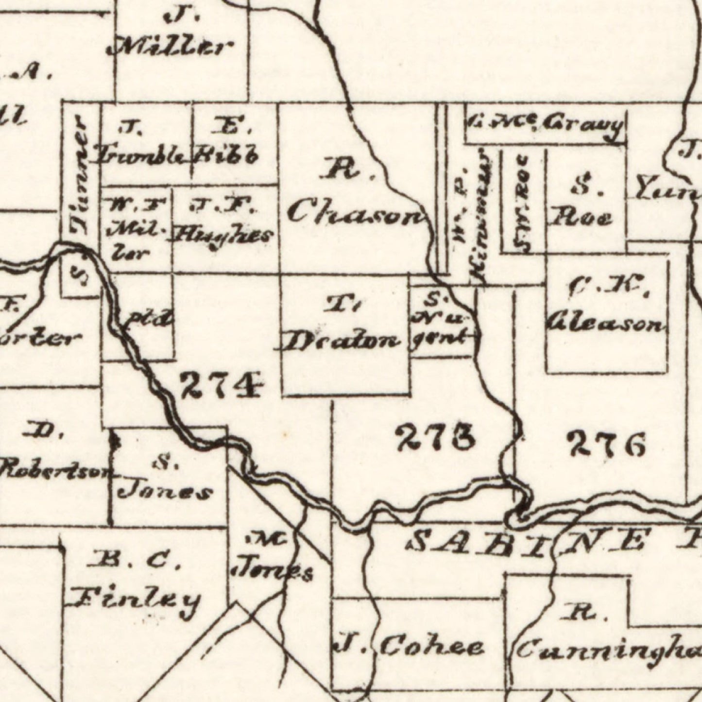 Vintage Map of Rains County, Texas, 1870