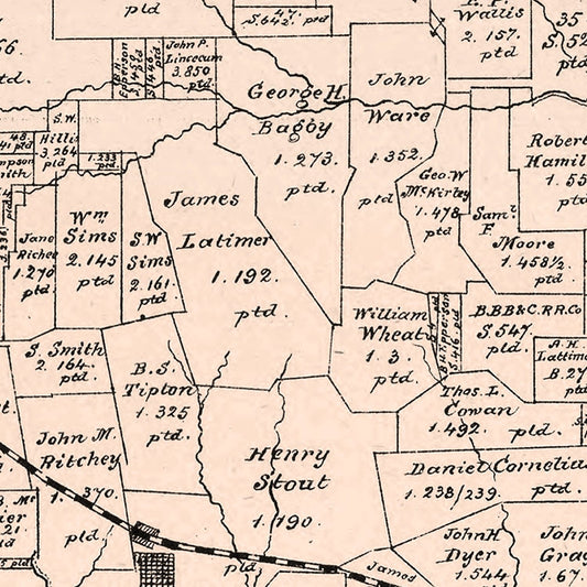 Vintage Map of Red River County, Texas, 1879