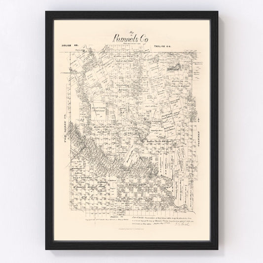 vintage map of Runnels County, Texas, 1879