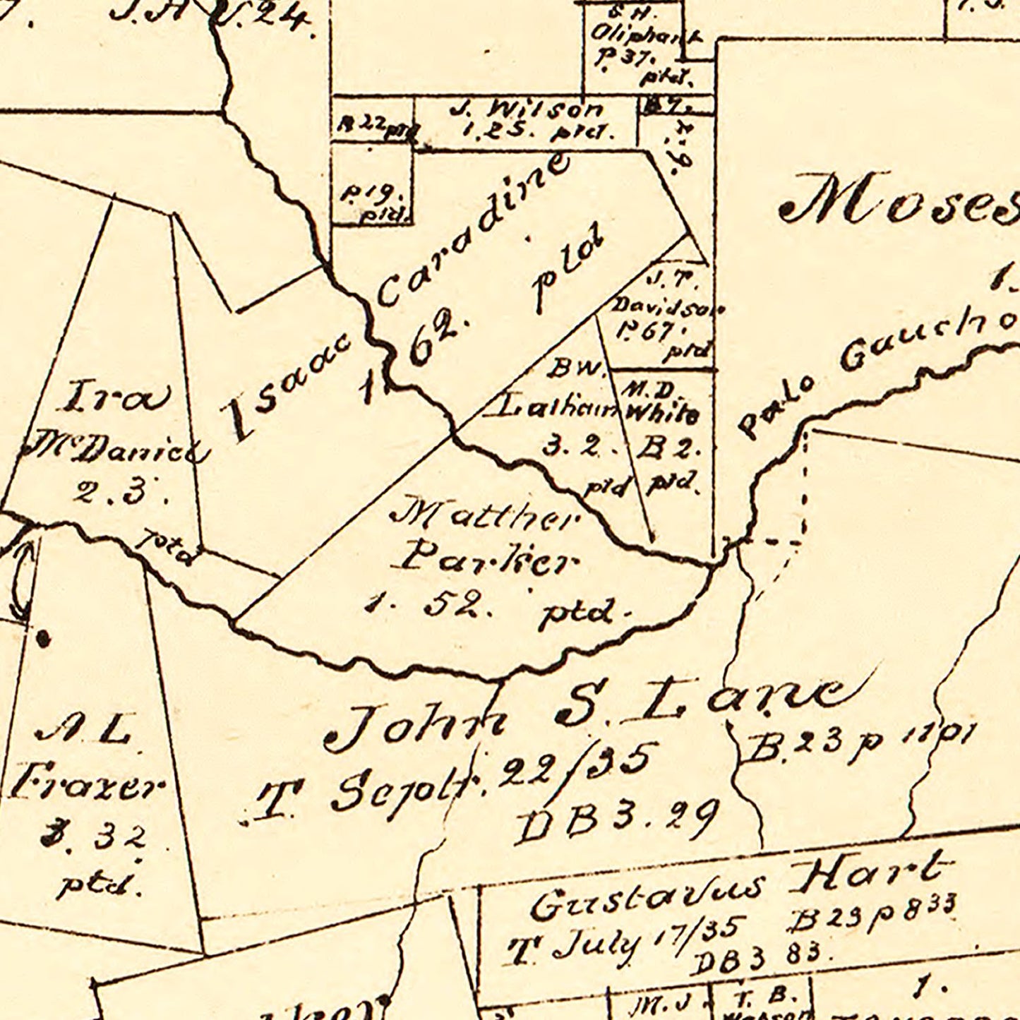 Vintage Map of Sabine County, Texas, 1879
