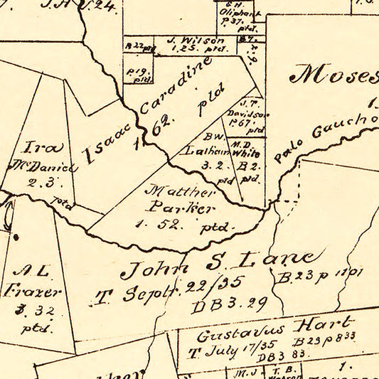 Vintage Map of Sabine County, Texas, 1879