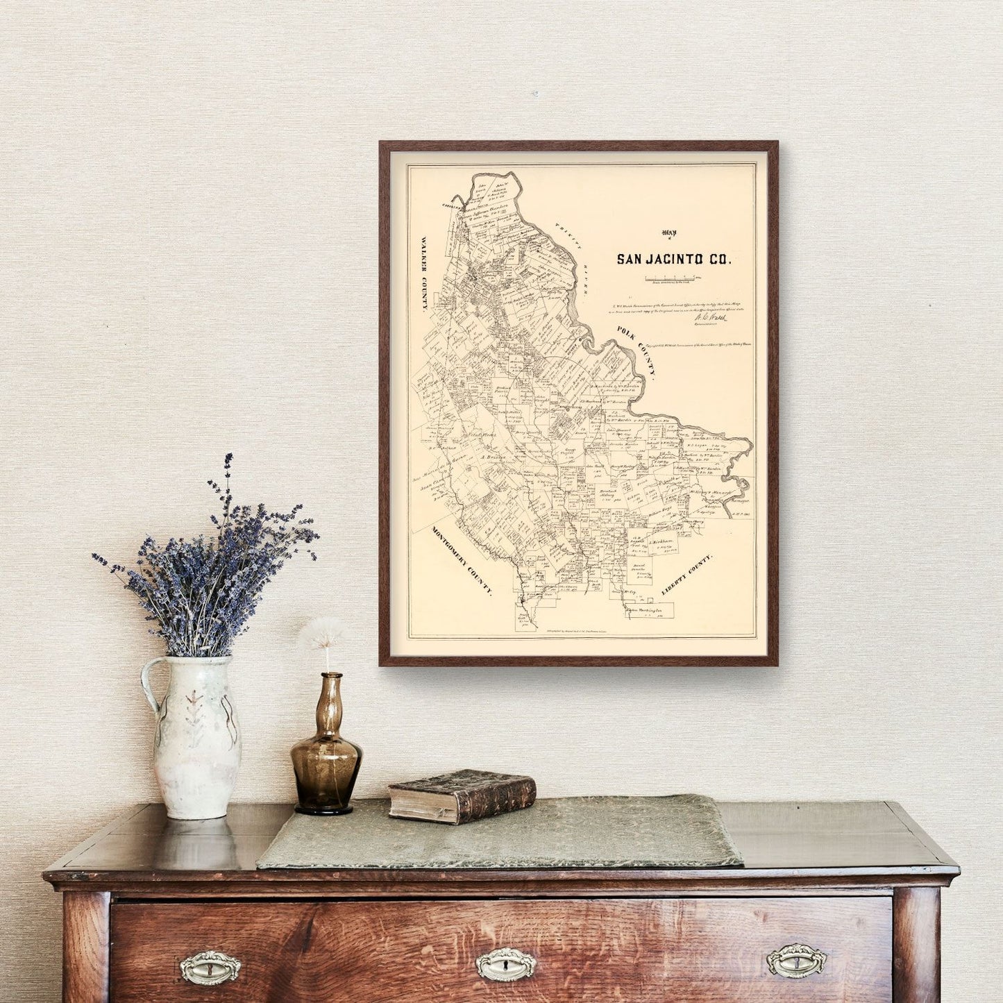 Vintage Map of San Jacinto County, Texas, 1879
