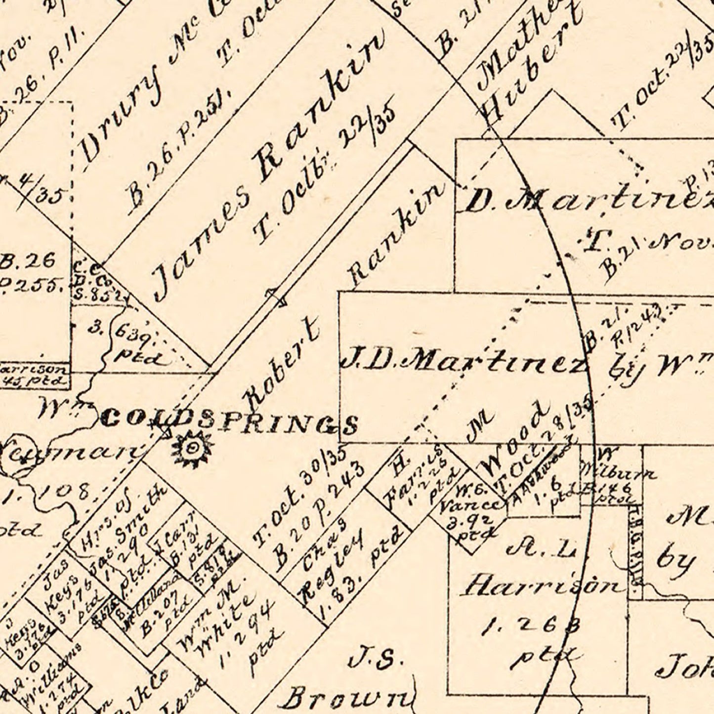Vintage Map of San Jacinto County, Texas, 1879