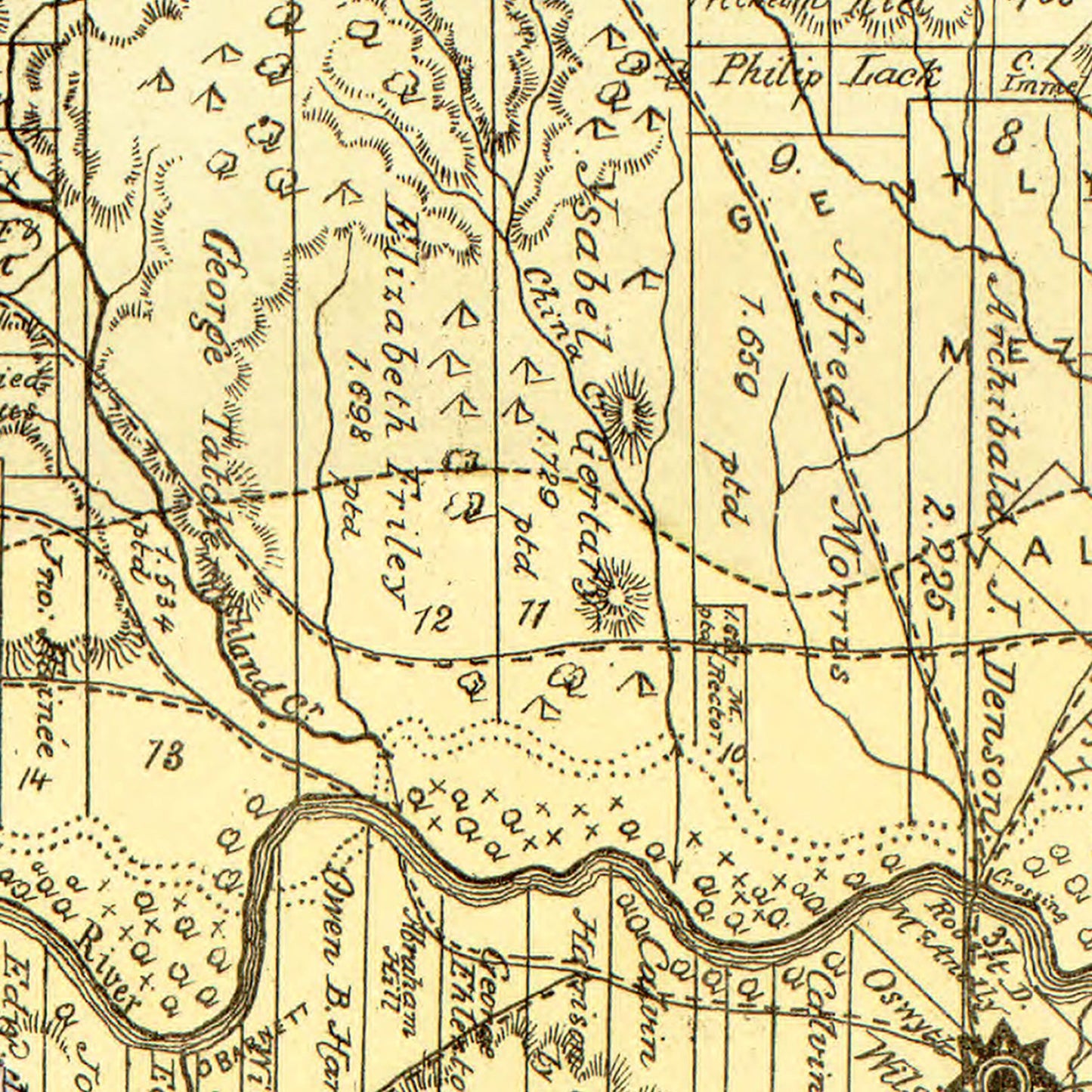 Vintage Map of San Saba County, Texas, 1876