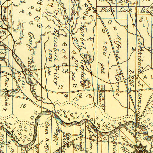 Vintage Map of San Saba County, Texas, 1876