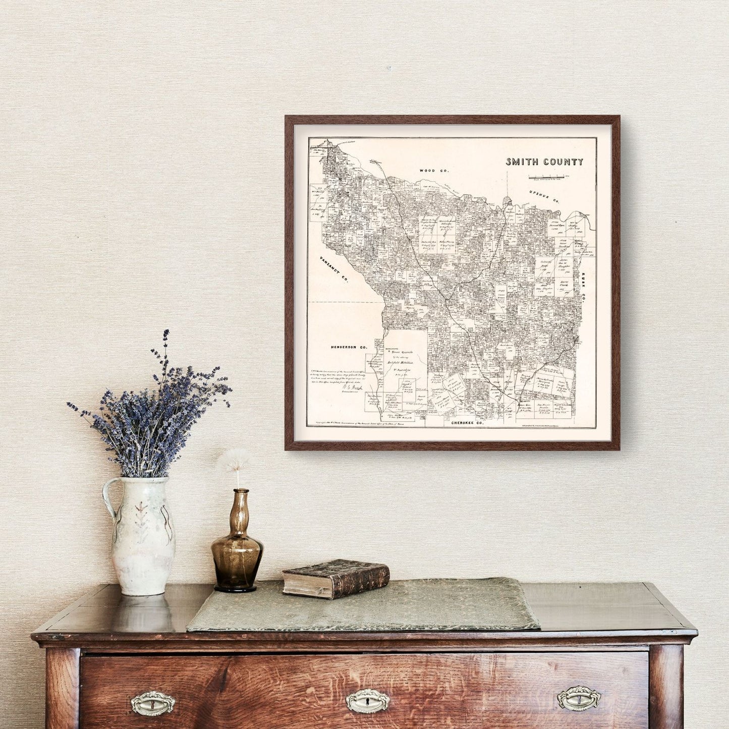 Vintage Map of Smith County, Texas, 1880