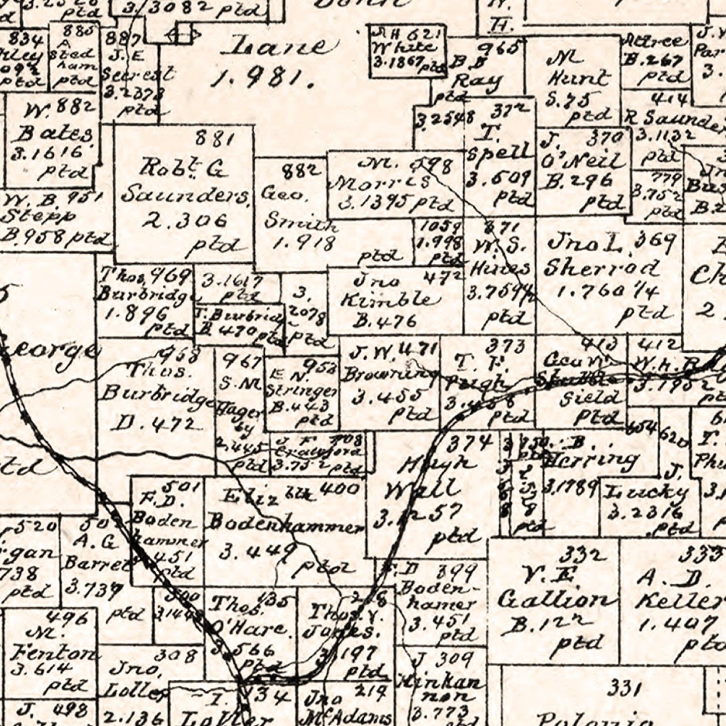 Vintage Map of Smith County, Texas, 1880